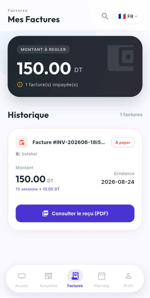Suivi des Factures & Reçus PDF